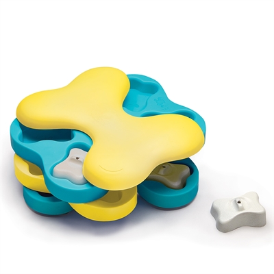 NINA OTTOSSON Snackdispenser DOG TORNADO 4-laags draaipuzzel vermindert verveling, stimuleert mentale activiteit - Turquoise/Geel - 23,5x18 cm