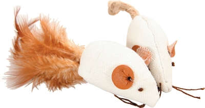 ZOLUX Kattenspeelgoed CANVAS MUIS WIT Canvasmateriaal, set 2 stuks, jachtstimulerend - Wit - 5 cm