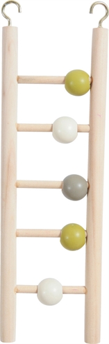 ZOLUX Ladder hout 5 treden met kralen en haakjes - naturel - 1x7x23,5 cm
