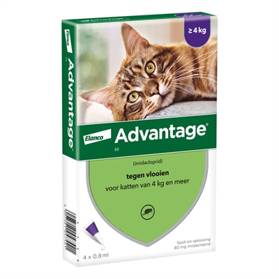 ELANCO Spot-on anti-vlooienmiddel ADVANTAGE KAT Supersnelle werking stopt bijten 3-5 min, doodt vlooien binnen 1 uur - 4 x 0,8ml vanaf 4 kg