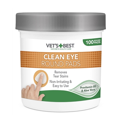VETS BEST Clean Eye Round Pads Oogreinigingsdoekjes - verwijdert traansporen, mild & gebruiksklaar - 100 st