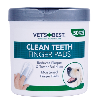 VETS BEST Vingerpads Clean Teeth - Reinigt hondentanden zonder borstel | Ideaal bij honden die borstelen niet prettig vinden - 50 st