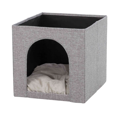 TRIXIE Katteniglo Ella Past in IKEA Kallax/Expedit, opvouwbaar & wasbaar kussen - Grijs - 37x33x33 cm
