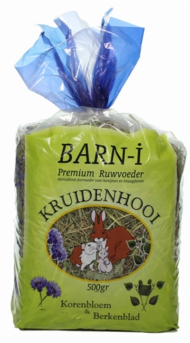BARN-I Kruidenhooi Korenbloem weidehooi met berkenblad - Afsluitbaar met clip - Naturel - 6x500 g