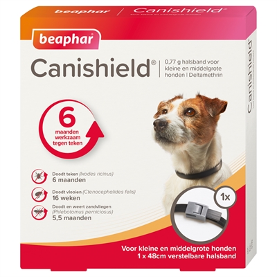 BEAPHAR Vlooien- & tekenhalsband CANISHIELD HOND 6m teken/16w vlooien - Zwart - 48 cm
