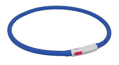 TRIXIE Lichtgevende halsband USB Flash Light USB-oplaadbaar knipper/standlicht spatwaterdicht - Royal blauw - 70 x 1 cm