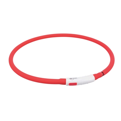TRIXIE Lichtgevende halsband USB Flash Light Oplaadbaar 2 lichtmodi spatwaterdicht - Rood - 70x1 cm
