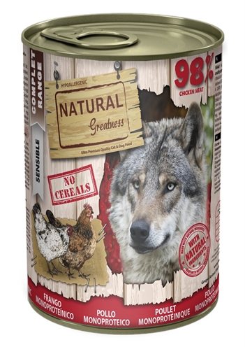 Natural Greatness Monoprotein Chicken Adult pâté poulet aliment humide pour chien 400 g