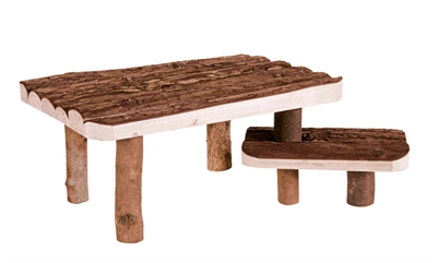 TRIXIE Afdak/Ligplaats Natural Living Met Opstapje - Schorshout, Veilig Aangeknaagd - Naturel - 37x28x17 cm