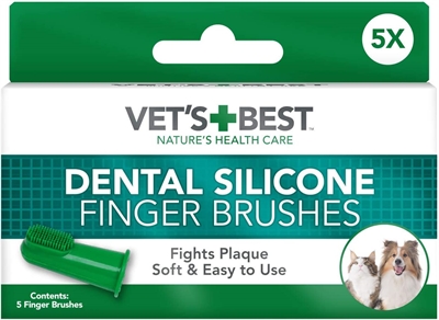 VETS BEST Vinger Tandenborstels Siliconen, vermindert plak & tandsteen - Transparant - 5 stuks