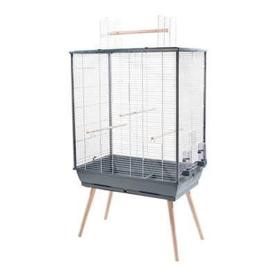 ZOLUX Vogelkooi Neo Jili XL Ruime kooi met zitplaats bovenop en uitneembare lade - Grijs - 81x48x132 cm
