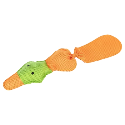 TRIXIE Hondenspeelgoed Eend Drijvend Met Geluid, Platte Vorm, Goed Zichtbaar - Oranje - 50 cm