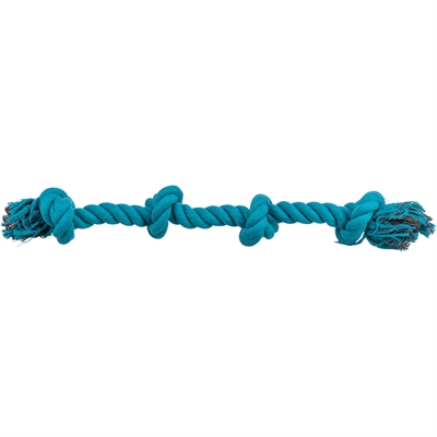 TRIXIE Flostouw 4-knoop Helpt tandplak te verwijderen - Blauw - 54 cm