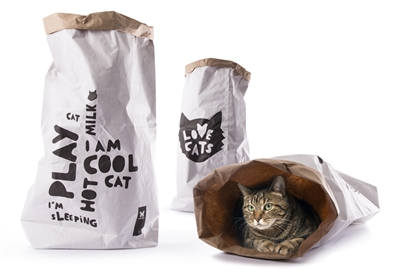 MARTIN Kattenspeelzak LOVE CAT'S BAG - Ritselend gerecycled papier, Verstop- & slaapplek - Wit - 50x80 cm