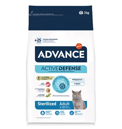 ADVANCE Kattenvoer Sterilized Turkey Voor gesteriliseerde katten - Ondersteunt urine-pH, gewichtsbeheersing - 3 kg