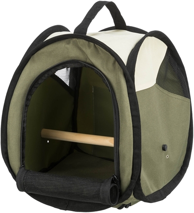 TRIXIE Vervoerstas Vogel - houten zitstok, ventilatiegaas, uitneembare bodemplaat - Groen - 27x32x27 cm