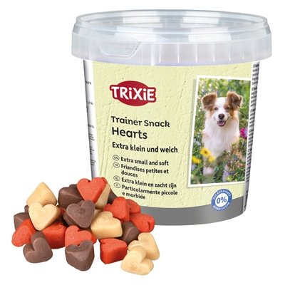 TRIXIE Beloningssnoepjes Trainer Snack Mini Hartjes Extra klein & zacht - Kip, Lam & Zalm - Multikleur - 200 g