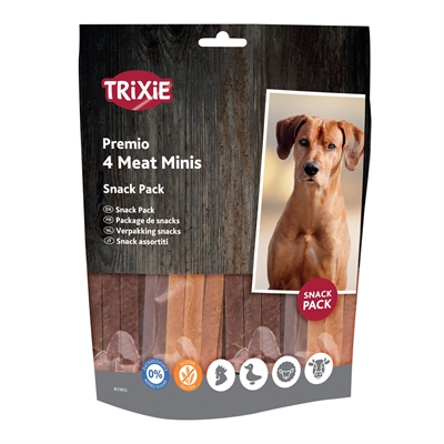 TRIXIE Premio Vlees Bars Honden snacks 91% vlees, glutenvrij, zonder toegevoegde suikers - Mix - 4x100 g