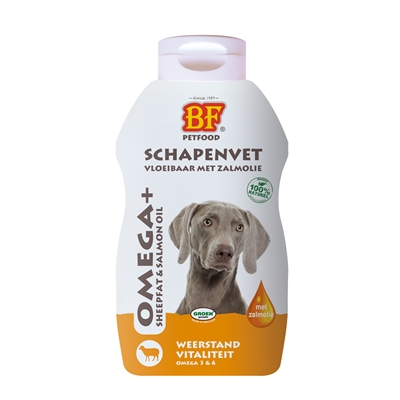 BF PETFOOD Vloeibaar schapenvet met zalmolie - Rijk aan omega 3/6/9, verbetert vertering en vachtgezondheid - 500 ml