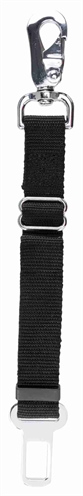 TRIXIE Korthouder auto-tuig Reserve - Karabijnhaak en gordelclip, traploos verstelbaar - Zwart - 45-70 x 2,5 cm