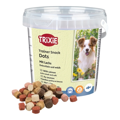 TRIXIE Friandises pour chien Soft Snack Mini Trainer Dots Saumon - Petite récompense d'entraînement moelleuse - Sans gluten - 500 g