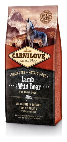 CARNILOVE Hondenvoer LAMB/WILD BOAR ADULT Graanvrij, Hoog vleesgehalte, Holistisch - 12 kg