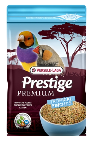 VERSELE-LAGA Vogelvoer PRESTIGE PREM Tropische vogels Verrijkte zadenmix met VAM-korrels & oesterschelpen - 800 g