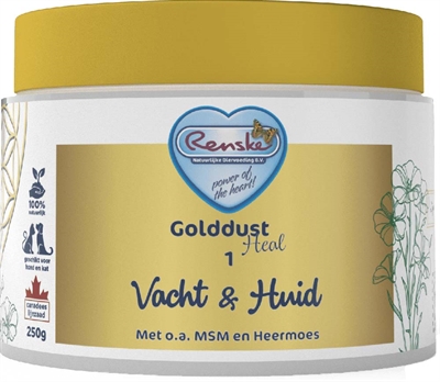 RENSKE Voedingssupplement Golddust Heal 1 Huid & Vacht Ondersteunt huid en vacht, 100% natuurlijk uit lijnzaad, rijk aan Omega-3 - 250 g