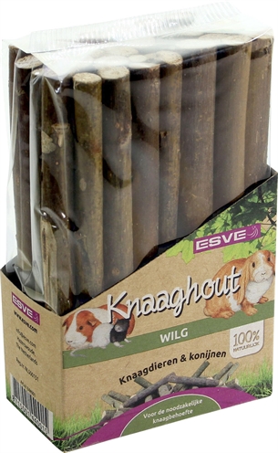 ESVE Knaaghout Wilg 100% natuurlijk - Helpt tanden afslijten, voorkomt verveling - Naturel - 10 cm