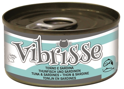 VIBRISSE Natvoer kat Cat Tonijn/Sardines Rijk aan vocht en met geselecteerde vis, zonder kunstmatige toevoegingen - 24x70g