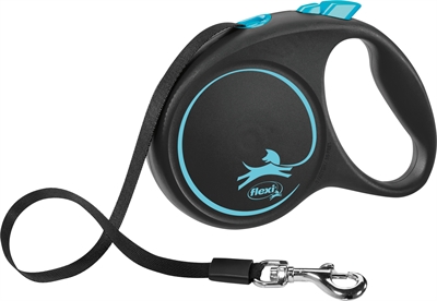 FLEXI Rollijn Black Design Tape Blauw - Rolmechanisme 5 m, blokkeerfunctie, tot 25 kg - Zwart/Blauw - M