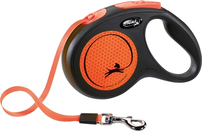 FLEXI Rollijn New Classic Neon Tape 5 m - Reflecterend, Platte band op rol | Zwart/Oranje - M (tot 25 kg)