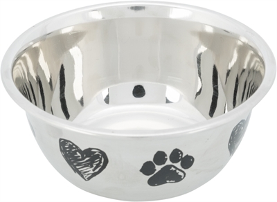TRIXIE VOERBAK HOND PRINT SCHETS HART POOTJE GEPOEDERCOAT