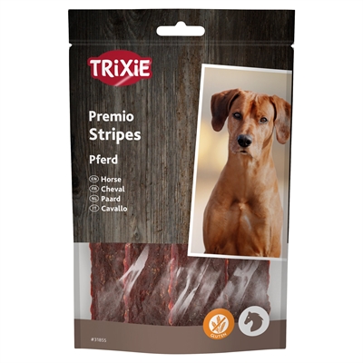 TRIXIE Hondensnack PREMIO Horse Stripes 86% paardenvlees - Glutenvrij - 11 cm 100 g