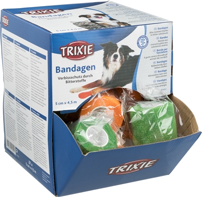 TRIXIE Hondenverband Verband met bitterstoffen - Voorkomt likken/bijten, zelfklevend, vuil- & vochtbestendig - Assorti - 5 cm x 4,5 m, 27 st