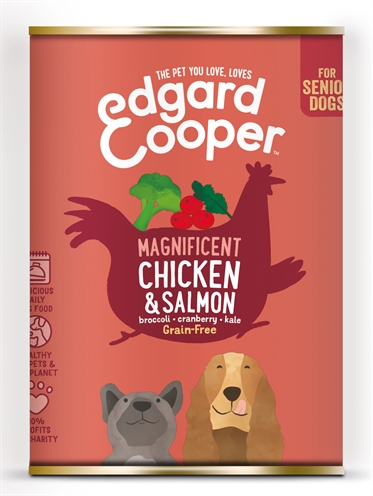 EDGARD & COOPER Senior Stücke in Sauce Huhn Lachs Hundefutter Nass 6x400 g