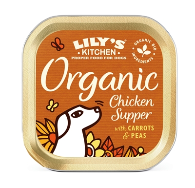 LILY'S KITCHEN Natvoer Dog Organic Chicken Supper Biologisch, 50% vlees & verse ingrediënten - 11x150 g