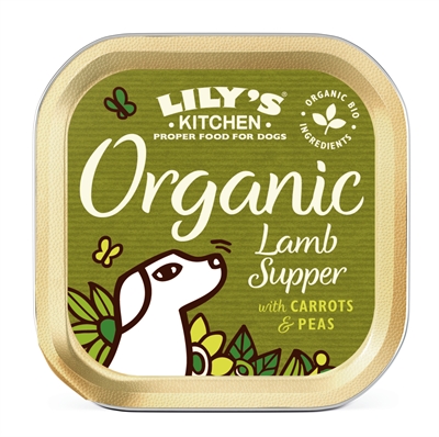 LILY'S KITCHEN Natvoer Dog Organic Lamb Supper Biologisch, 49% vlees Complete maaltijd | 11x150 g