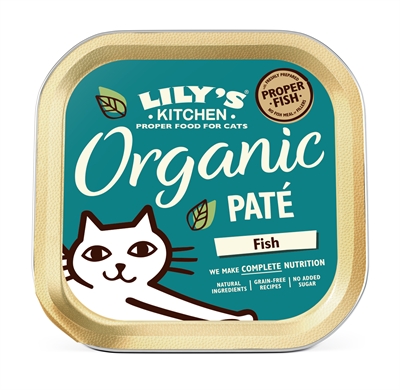 LILY'S KITCHEN Kat Paté Organic Fish - 100% biologisch, 60% vers vlees, graanvrij - 19x85 g