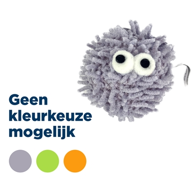 FOFOS Speelbal kat Bal Gezicht met Ratel - Microvezel-sliertjes, Belletje, Zacht - Assorti - 6x5x4 cm