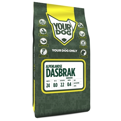 YOURDOG Hondenvoer Alpenlandse Dasbrak Senior - rijk aan buffel & gevogelte, glucosamine en tijm - 3 kg