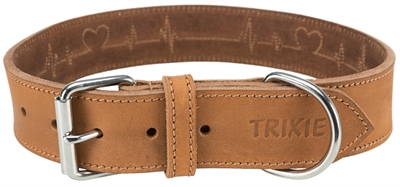 TRIXIE HALSBAND HOND RUSTIC VETLEER HEARTBEAT BRUIN