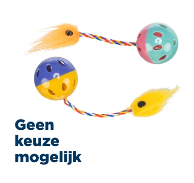 TRIXIE SET RATELBALLEN MET STAART KUNSTSTOF ASSORTI