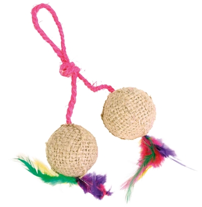 TRIXIE 2 BALLEN AAN KOORD PLUCHE MET CATNIP