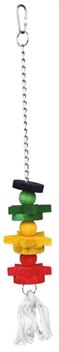 TRIXIE VOGELSPEELGOED AAN KETTING MET TOUW / HOUT MEERKLEURIG