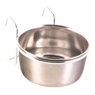TRIXIE Voerbak met houder om op te hangen - RVS, makkelijk te reinigen, verchroomde houder - Zilver - 300 ml