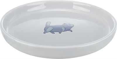 TRIXIE VOERBAK / WATERBAK PLAT EN BREED KATTENPRINT GRIJS