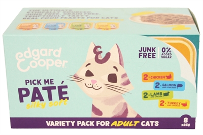 Edgard & Cooper Kat Adult pate kip zalm lam kalkoen kattenvoer nat 16x85 g