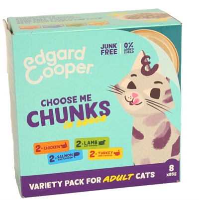Edgard & Cooper Adult chunks grove stukken kip zalm lam kalkoen kattenvoer nat 18x85 g