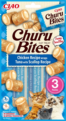 INABA CHURU BITES CAT CHICKEN RECIPE WRAPS TUNA WITH SCALLOP RECIPE